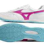 Chuteira Futsal Mizuno Morelia Sala IC Branca, Rosa e Azul